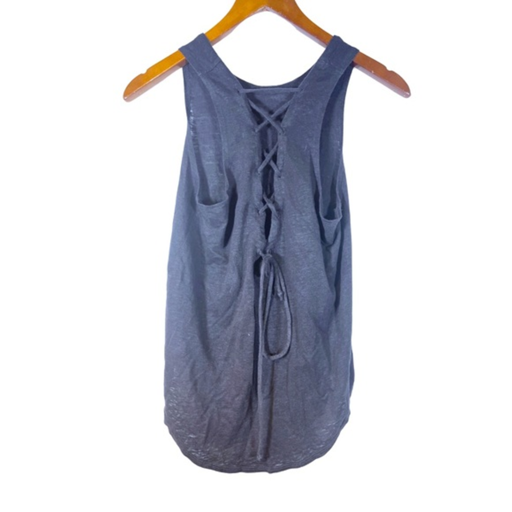 Chaser Vintage Black Burnout Lace‎ Up Back Cut Out Tank Top Women's small